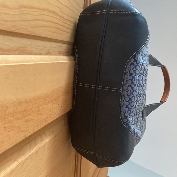 Coach Navy fabric and leather hand bag - Picture 7 of 16
